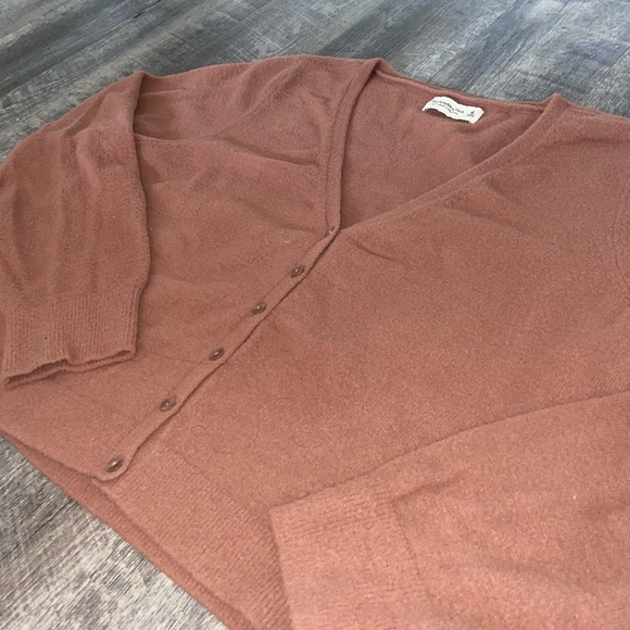 Abercrombie and Fitch Soft A&F Collection Cardigan in Burnt Orange - Picture 4 of 5